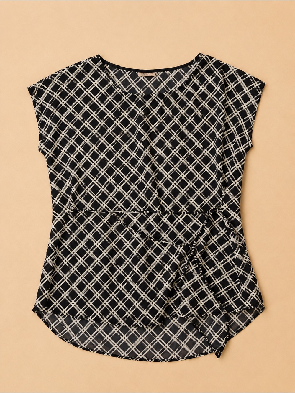 Janette Plus Black and White Checkered Blouse